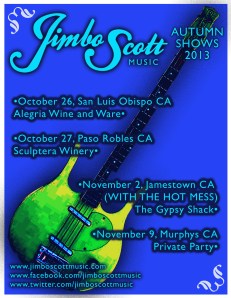 I'll be traveling to various parts of the beautiful Golden State to play some shows.  Come find me if you're around... or even if you're not!